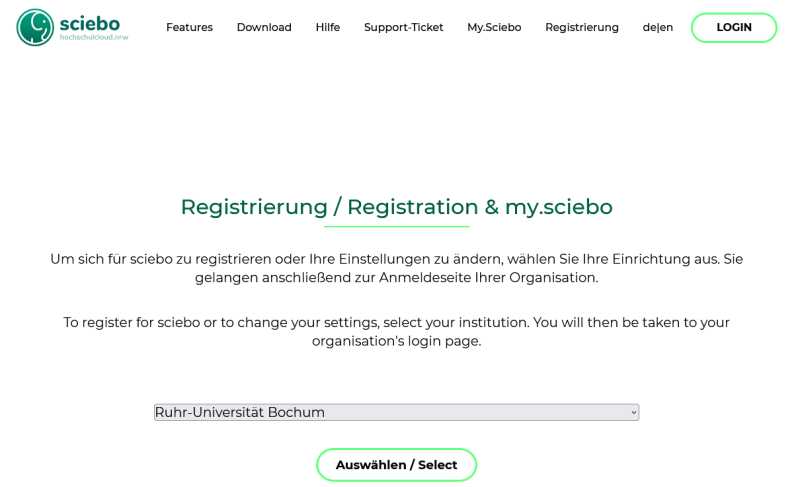 Auswahl der Organisation